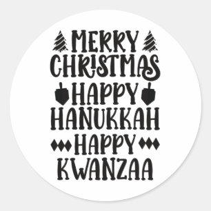 Adesivo Redondo Feliz Natal Hanukkah Feliz Kwanzaa 6