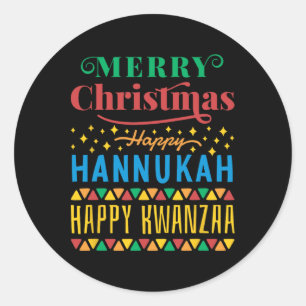 Adesivo Redondo Feliz Natal Hanukkah Feliz Kwanzaa 8