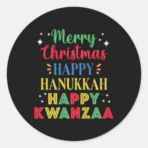 Adesivo Redondo Feliz Natal Hanukkah Feliz Kwanzaa 9