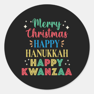 Adesivo Redondo Feliz Natal Hanukkah Feliz Kwanzaa 9