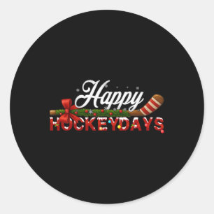 Adesivo Redondo Feliz Natal Hockeydays Jogador de Hóquei no Gelo E