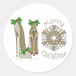 Adesivo Redondo Feliz Natal Holly Stiletto Saudação