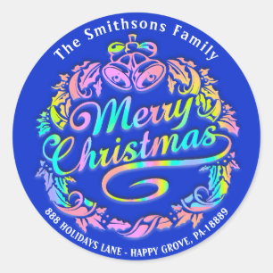 Adesivo Redondo Feliz Natal Holly Wreath RSVP Hológrafo Royal