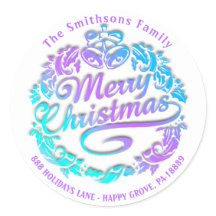 Feliz Natal Holly Wreath RSVP Royal Blue Ombre