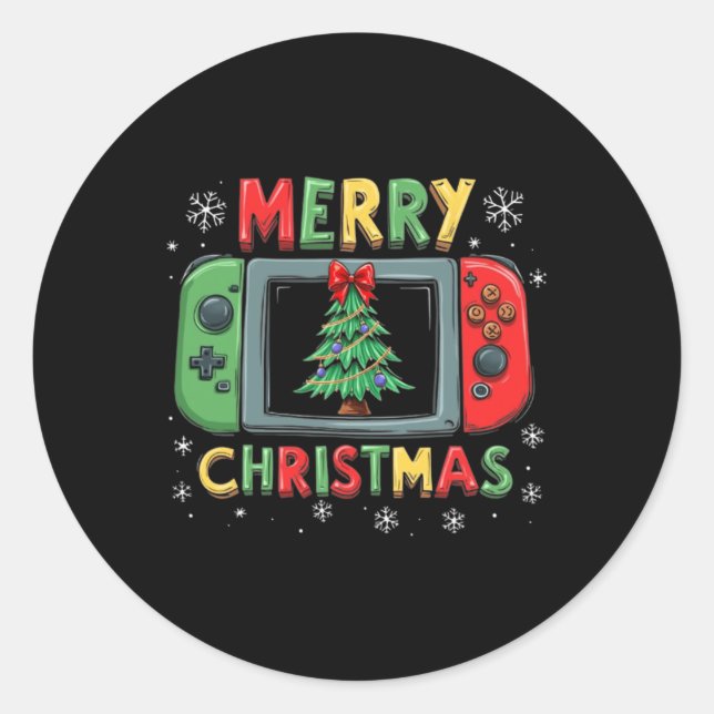 Adesivo Redondo Feliz Natal Homens Jovens Jovens Jogando Jogador X (Frente)