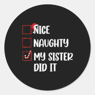 Adesivo Redondo Feliz Natal Irmã Bela Fez Isso Família Xmas B