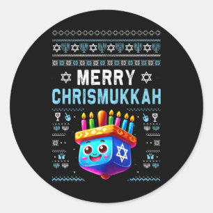 Adesivo Redondo Feliz Natal Judeu Hanukkah Chanu