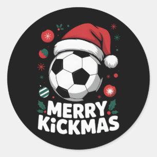 Adesivo Redondo Feliz Natal Kickmas Santa Futebol Ll Gráfico Ki