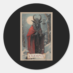 Adesivo Redondo Feliz Natal Krampus Xmas Horror Suéter Feio E