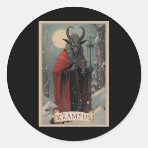 Adesivo Redondo Feliz Natal Krampus Xmas Horror Suéter Feio E