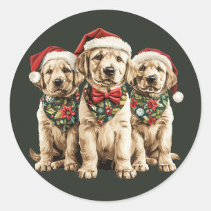Adesivo Redondo Feliz Natal Labrador Papais noeis de varejo Cachor