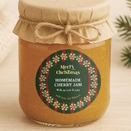 Adesivo Redondo Feliz Natal Listras Vermelhas e Verdes Presente Ca