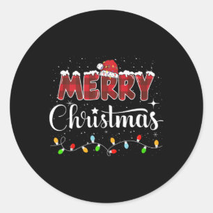 Adesivo Redondo Feliz Natal Luz Vermelha Santa Hat Família Xmas M