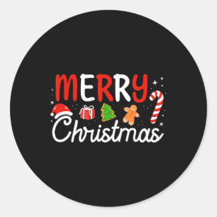 Adesivo Redondo Feliz Natal Luzes Santa Hat Família Xmas Homens W