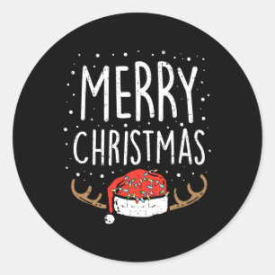 Adesivo Redondo Feliz Natal Luzes Santa Hat Família Xmas Homens W