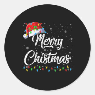 Adesivo Redondo Feliz Natal Luzes Santa Hat Família Xmas Homens W