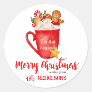 Adesivo Redondo Feliz Natal Marshmelllow Cup Cookie