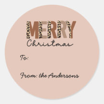 "Feliz Natal" Moderno Bloqueio de Cor Leopard Boho