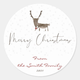 Adesivo Redondo Feliz Natal Moderno com os Stickers