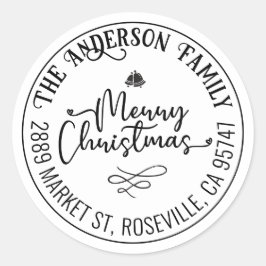 Adesivo Redondo Feliz Natal Moderno Script de tendências personali