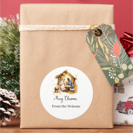 Adesivo Redondo Feliz Natal Natvidade personalizado