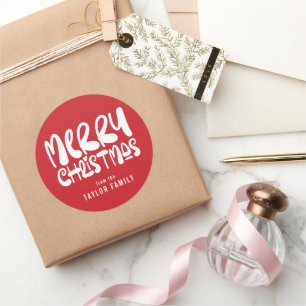 Adesivo Redondo Feliz Natal Negrito Texto Moderno Personalizado