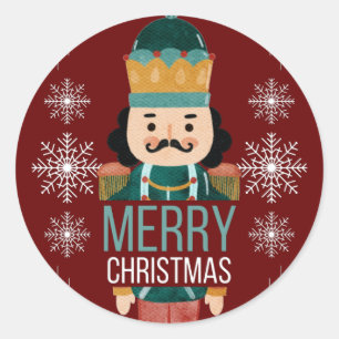 Adesivo Redondo Feliz Natal Nutcracker