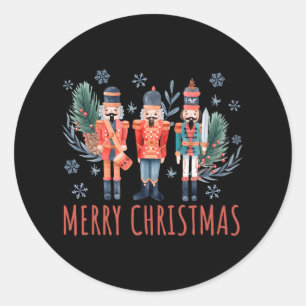 Adesivo Redondo Feliz Natal Nutcracker Balé Festivo Xmas Men