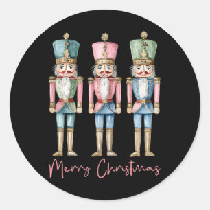 Adesivo Redondo Feliz Natal Nutcracker Balé Festivo Xmas Men