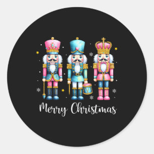 Adesivo Redondo Feliz Natal Nutcracker Balé Festivo Xmas Men