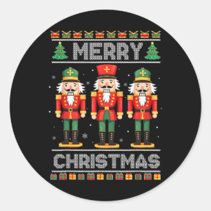 Adesivo Redondo Feliz Natal Nutcracker Balé Festivo Xmas Men