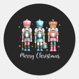 Adesivo Redondo Feliz Natal Nutcracker Balé Festivo Xmas Men