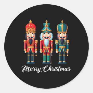 Adesivo Redondo Feliz Natal Nutcracker Balé Festivo Xmas Men