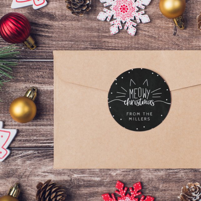 Adesivo Redondo Feliz Natal - Orelhas de Gato e Sussurros (Criador carregado)