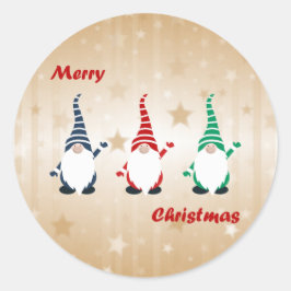Adesivo Redondo Feliz Natal, os três elfos.