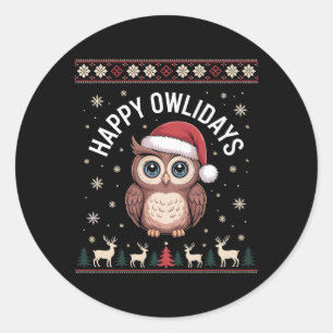 Adesivo Redondo Feliz Natal Owlidays Chapéu do Papai Noel Rena