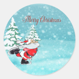 Adesivo Redondo Feliz Natal,Pai Natal Bonito