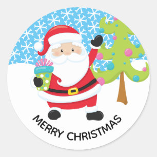 Adesivo Redondo Feliz Natal Papai Noel