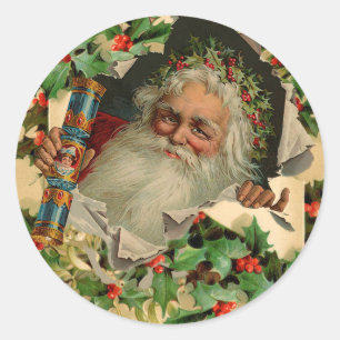Adesivo Redondo Feliz Natal Papai Noel Holly