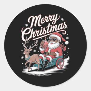 Adesivo Redondo Feliz Natal Papais noeis Africanos Kwanzaa - Cla