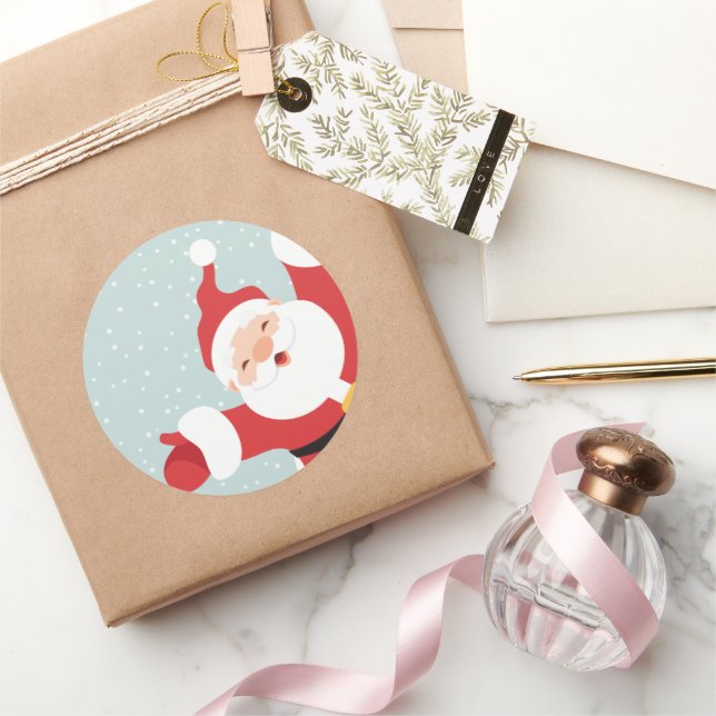 Adesivo Redondo Feliz Natal Papais noeis animados | Vedante (Presentear)