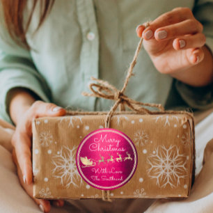 Adesivo Redondo Feliz Natal Papais noeis de algodão Reindeer Berr