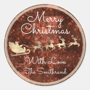 Adesivo Redondo Feliz Natal Papais noeis de algodão Reindeer Spar