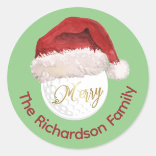 Adesivo Redondo Feliz Natal Papais noeis de Bola de Golfe Nome do