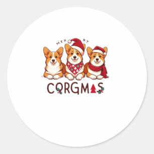 Adesivo Redondo Feliz Natal Papais noeis de Cachorro Adoram Famíli