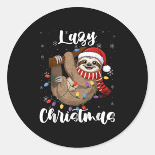 Adesivo Redondo Feliz Natal Papais noeis Sloth Slothmas Lazy
