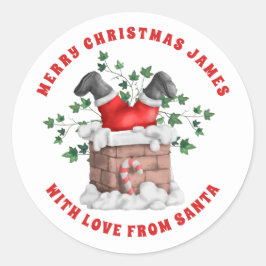 Adesivo Redondo Feliz Natal para Criança de Chimney Papais noeis