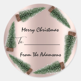 Adesivo Redondo Feliz Natal Para..Da Árvore De Feriados De Nome Da