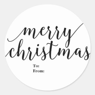 Adesivo Redondo Feliz Natal Para De Preto Tipo de Letra Elegante