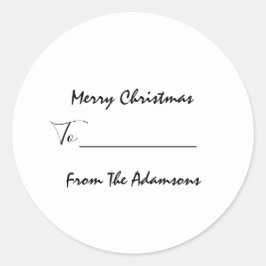 Adesivo Redondo Feliz Natal Para.. Do Nome Da Família Branca De Fe